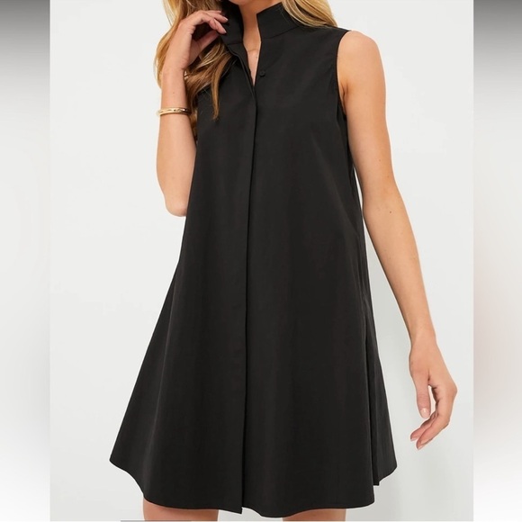 Tuckernuck Black Sleeveless Charlie Shirt Dress Button Front Stretch Size Large - Picture 8 of 15